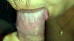 brunette wife sucking and milking cock for cuckold to watch