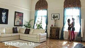 beautiful lesbians explore ass licking in horny session