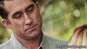 Damn, busty babe throatfucked while pleasing old man! 😍