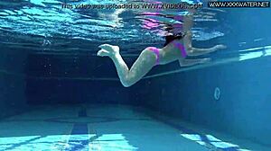 hot russian jessica lincoln bathes in pool with small tits