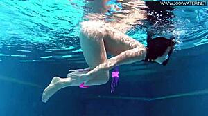 hot russian jessica lincoln bathes in pool with small tits