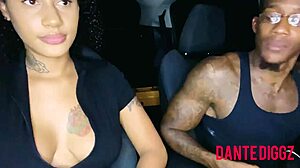 Kat Von Don takes a hard pounding with cumshot in backseat action.