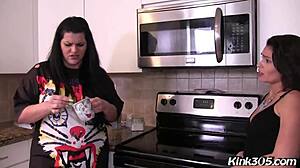 Angelina And Katana Tease Small Cock Over Coffee