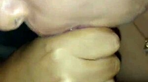 brunette wife sucking and milking cock for cuckold to watch