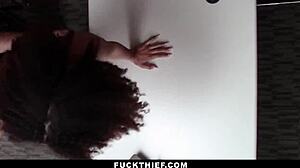 Ebony Babe Nia Nixon Sucked Officer's Cock in Garage Doggy Style After Being Caught