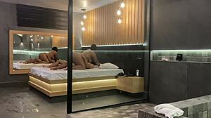 Sexy brunette sits on cock