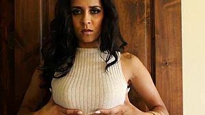 Busty Latina Pornstar Jerks Big Cock