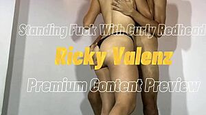 Canadian redhead slut Ricky Valenz gets standing fuck with big ass riding