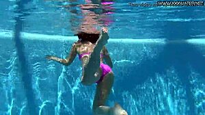 hot russian jessica lincoln bathes in pool with small tits