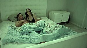 busty frustrated babe wakes up bf for a rough anal fuck