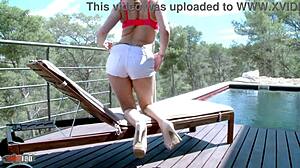 nice petite redhead emy russo gets naked live on webcam outdoors!
