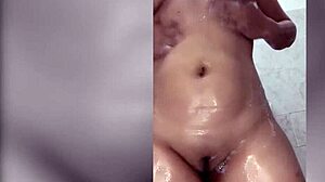 Crystal, the fair-skinned latina housewife, showers seductively, flaunting her pink nipples and big ass.