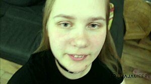 Watch curvy teen 18+ Maja get her ass fucked and suck big cocks in her first MMF threesome!