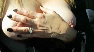 Elena boldly undresses, rips clothes in car striptease