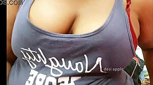 Sexy Indian maid shows off tits
