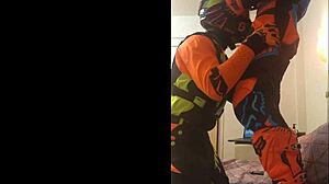 Gay Motocross Rider Receives Detailed Fetish Blowjob in Costume