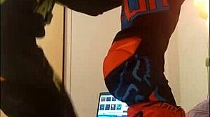 Gay Motocross Rider Receives Detailed Fetish Blowjob in Costume