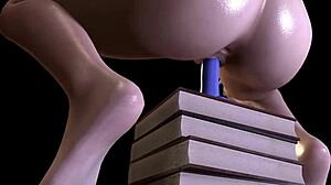 Curvy solo girl rides dildo wildly