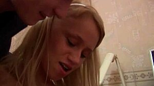 Watch little kimberly give a blowjob and get fucked hard!