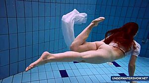Yo, check Marketa's wild hairy underwater show by the pool!