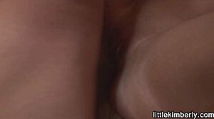 Watch little kimberly give a blowjob and get fucked hard!