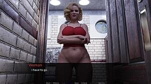 Femdom Plays With Shaved Pussy In Bar