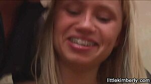 Watch little kimberly give a blowjob and get fucked hard!