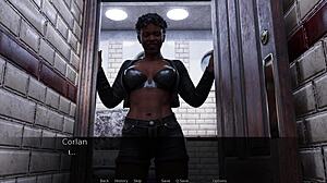 Femdom Plays With Shaved Pussy In Bar