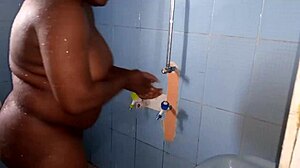 Ebony Amateur Engages In Solo Masturbation During Sex In The Bathroom.