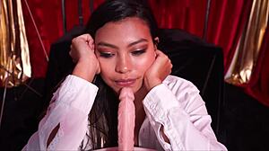 Oral sex while playing with dildo domination kinky hardcore orgasm