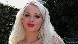 Petite Teen Elsa Jean Strips Outdoors for Playboy