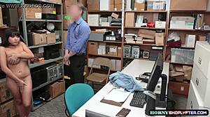 Shoplifter Aryana rides officer's huge cock, she says.