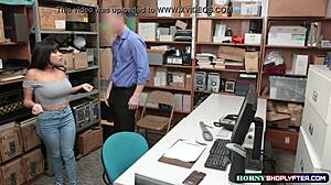 Shoplifter Aryana rides officer's huge cock, she says.