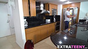 Smallest redhead Lola Fae in costume gets banged and facial!