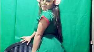 Stepsister Dances Sexy in Elf Costume and Shows Tight Pussy!