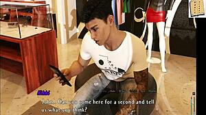 Waking up beside a topless brunette in 3D hentai