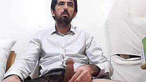 Naughty Guy With Huge Thick Cock In Transparent Black Underwear And Shirt, Giant Erect Cock Of 25 Cm Spurting Milk