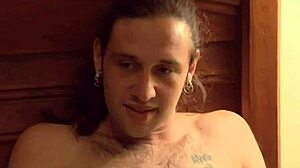 A stunning hottie shares a gentle kiss with her best friend