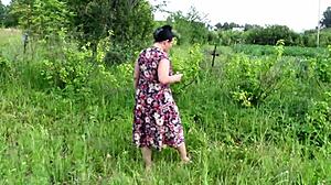 wanna see this busty milf use cucumber and strawberries outdoors? her big tits and juicy pawg shine in public nature fetish!