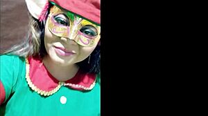 Stepsister Dances Sexy in Elf Costume and Shows Tight Pussy!