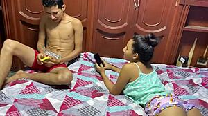 She follows her stepbrother to get cards for her friend