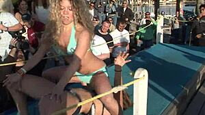 Coeds strip naked for a thrilling daytime contest.