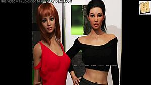 Waking up beside a topless brunette in 3D hentai