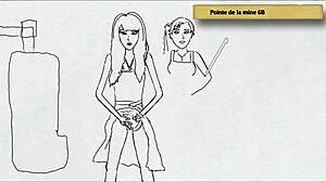 Teen girls piss standing up in art academy home studio