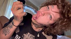 Tatted Girl Gives Rough Blowjob Until She Cries