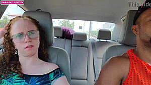 Locked in Car with Stranger for Intense Interracial Creampie and Oral Action
