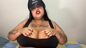 Mari jhuana plays a bbw police officer inserting a baton in her pussy during roleplay