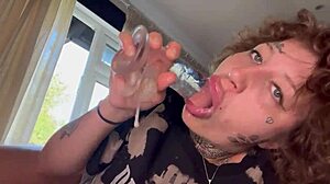 Tatted Girl Gives Rough Blowjob Until She Cries