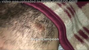 Big tits milf casually sucking on a throbbing cock in the scene.