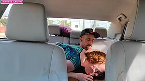 Locked in Car with Stranger for Intense Interracial Creampie and Oral Action